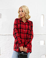 Женская байковая рубашка в красную клетку