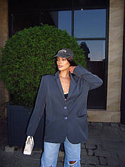 Піджак класичний прямого крою з костюмки із поясом 345 Розмір: універсальний