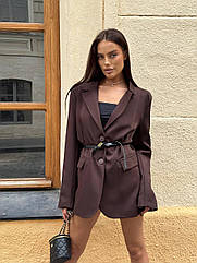 Піджак класичний прямого крою з костюмки із поясом 345 Розмір: універсальний