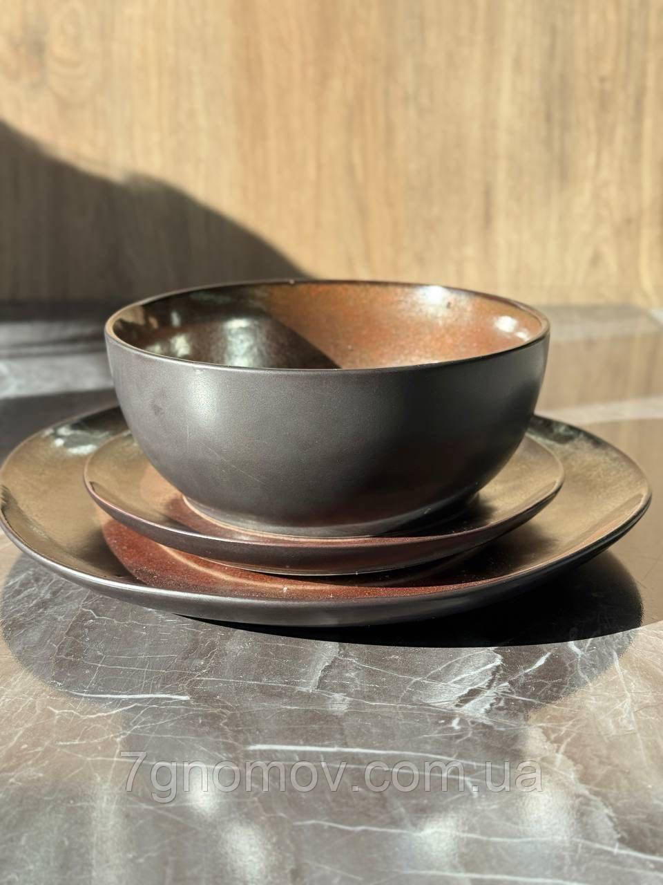 СІМЕЙНИЙ НАБІР КОПЕР (6 ВЕЛИКИХ ТАРІЛОК + 6 МАЛИХ ТАРІЛОК + 6 МИСОК)
