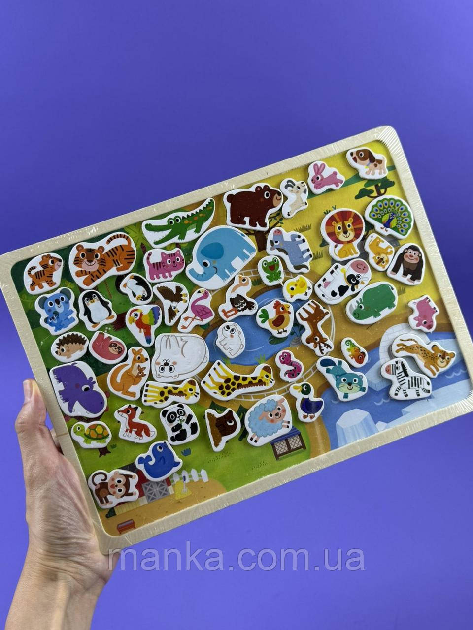 Дерев'яні магніти на дошці тварини, C15033 -1 магнітні пазли 20, 5*28, 5см, фото 1