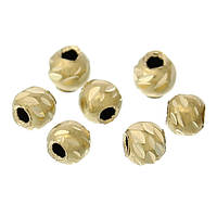 Намистини металеві Finding Круглі кульки різблені Золотисті 3 мм Ціна за 1шт