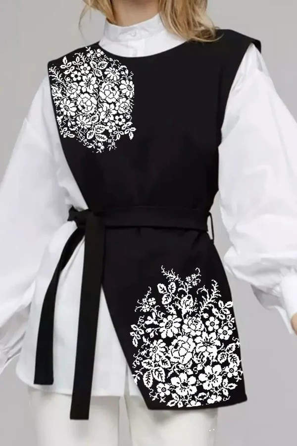 Заготовка для вишивки Камізелька жіноча  білою квітковою вишивкою КЖ2 ТМ "Світанок", фото 1