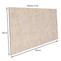 Вінілова плитка Бежевий мармур з прожилками ПВХ глянець плитка для стін під мармур 30х60 см (СВП-112-ГЛ)