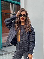 Жіноча стьобана куртка на кожен день з цікавим швом у формі сердечок Арт.#281 Чорний