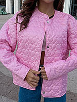 Жіноча стьобана куртка на кожен день з цікавим швом у формі сердечок Арт.#281 Барби
