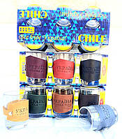 Чарка в натуральній шкірі з написом Україна понад усе