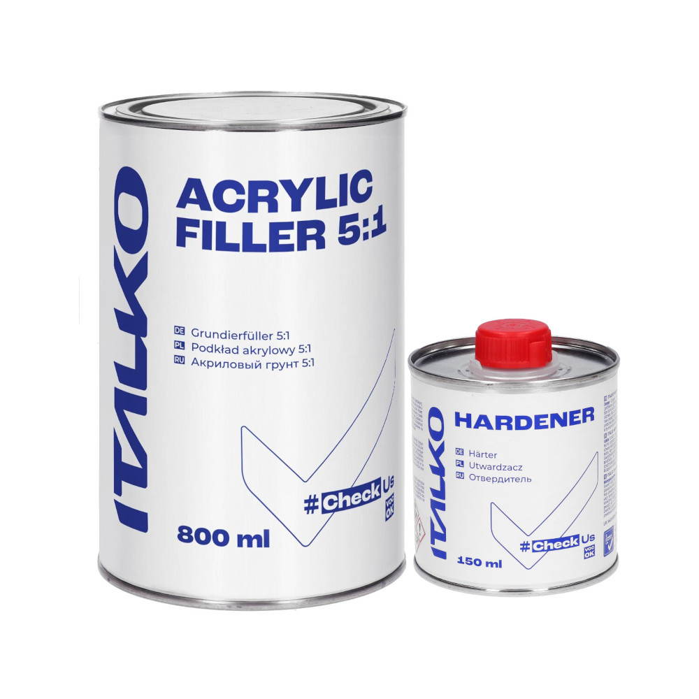 Акриловий ґрунт Italko Acrylic Filler 5+1 0.8 л чорний (з затверджувачем 0.15 л), фото 1