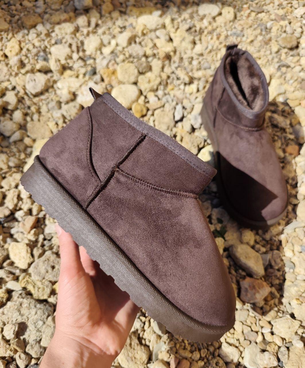 КОРЧНЕВЫЕ мини  Угги BROWN короткие полуботинки экоЗамша женские мужские осень зима