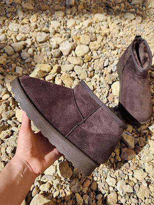КОРЧНЕВЫЕ мини  Угги BROWN короткие полуботинки экоЗамша женские мужские осень зима, фото 2
