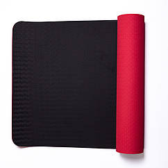 Килимок для йоги нековзкий каремат, фітнес спортивний килимок для вправ 173×58 см Червоний