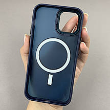 Чохол для Apple iPhone 12 матовий кольоровий чохол з магсейф MagSafe на телефон айфон 12 темно-синій boh, фото 2