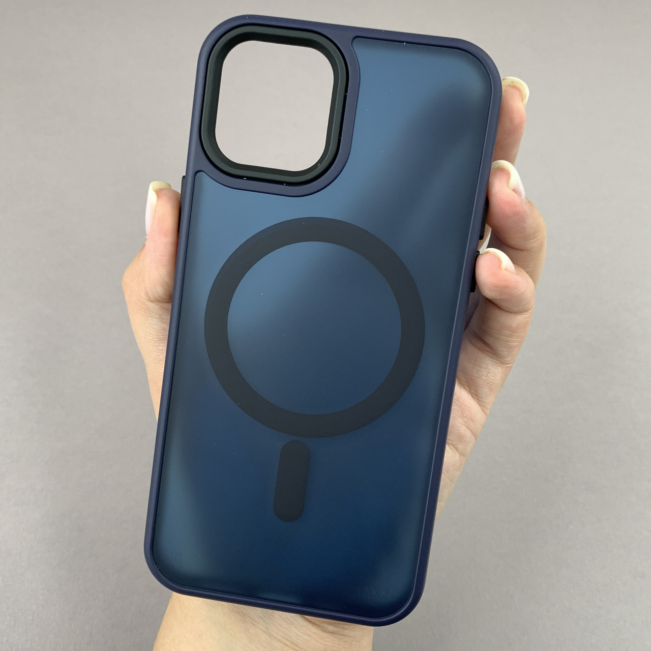Чохол для Apple iPhone 12 матовий кольоровий чохол з магсейф MagSafe на телефон айфон 12 темно-синій boh