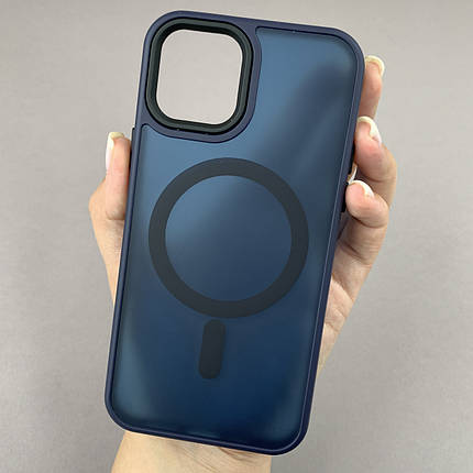 Чохол для Apple iPhone 12 матовий кольоровий чохол з магсейф MagSafe на телефон айфон 12 темно-синій boh, фото 1
