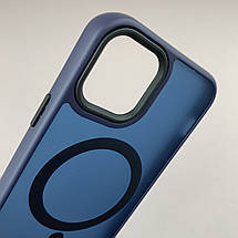 Чохол для Apple iPhone 12 матовий кольоровий чохол з магсейф MagSafe на телефон айфон 12 темно-синій boh, фото 3
