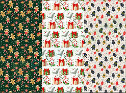 Фетр з принтом НОВОРІЧНИЙ ПАТТЕРН, 21x30 см, корейський м'який 1.2 мм