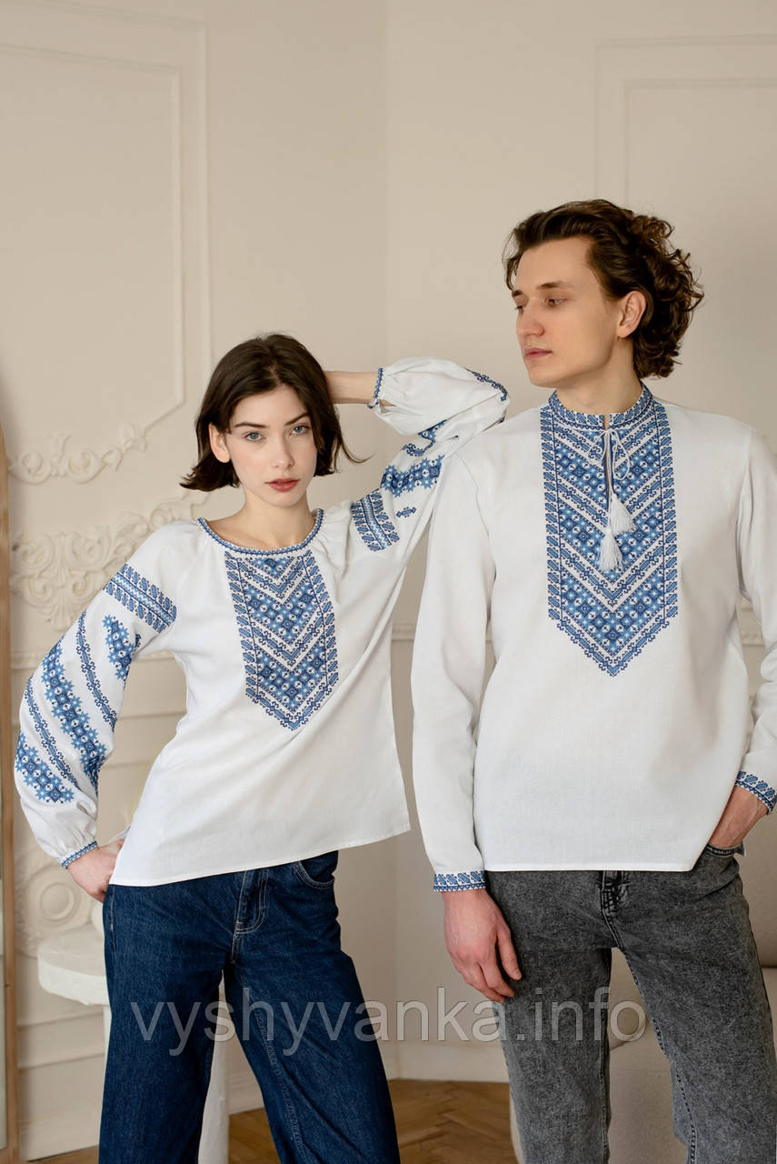 Парні вишиванки на білій бавовні Зерно, арт. 4663+4274, фото 1