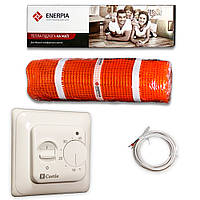 Тепла підлога електрична під плитку Enerpia mat 1 м2 на 2 пог. м 200 Вт та механічний регулятор