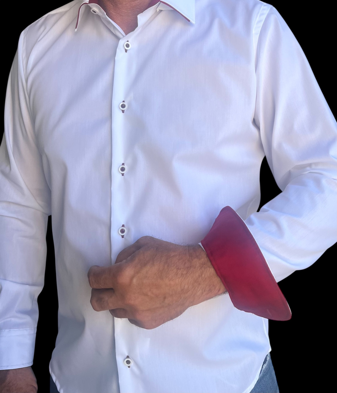 Чоловіча сорочка з довгим рукавом, стильна та оригінальна, напівприталена. Білого кольору, комбінована., фото 1