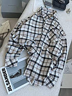 Женская удлинённая рубашка из фланели в клетку с необработанным низом