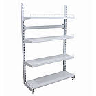 Стелаж на стяжках 1600*950 мм, стелаж приставний Рістел, металевий торговий стелаж на стяжках, без задніх панелей, фото 3