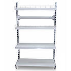 Стелаж на стяжках 1600*950 мм, стелаж приставний Рістел, металевий торговий стелаж на стяжках, без задніх панелей, фото 2