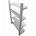 Стелаж на стяжках 1600*950 мм, стелаж приставний Рістел, металевий торговий стелаж на стяжках, без задніх панелей, фото 4