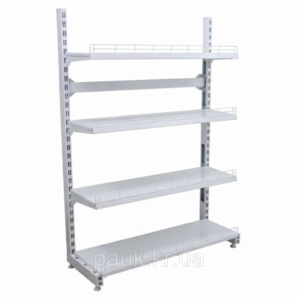 Стелаж на стяжках 1600*1200 мм, стелаж приставний Рістел, металевий торговий стелаж на стяжках, без задніх панелей, фото 1