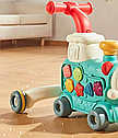 Дитяча каталка-ходунки 6062-6063 каталка-толокар, з парогенератором Бірюзовий Паровозик, фото 3