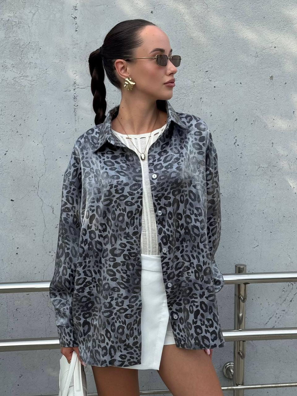 Жіноча трендова сорочка в леопардовий принт вільного фасону (р. 42-46) 6BL1116, фото 1