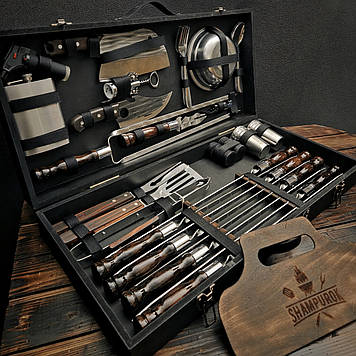 Набір шампурів у дерев'яному кейсі "Богатир"