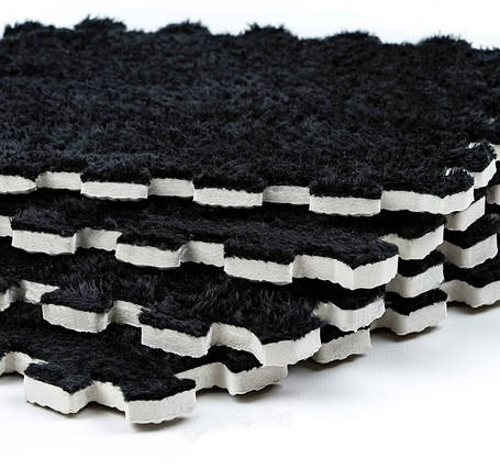 Підлогове модульне термо покриття м'яка підлога-паз підлогові панелі пазли 30*30*1см чорний, фото 1