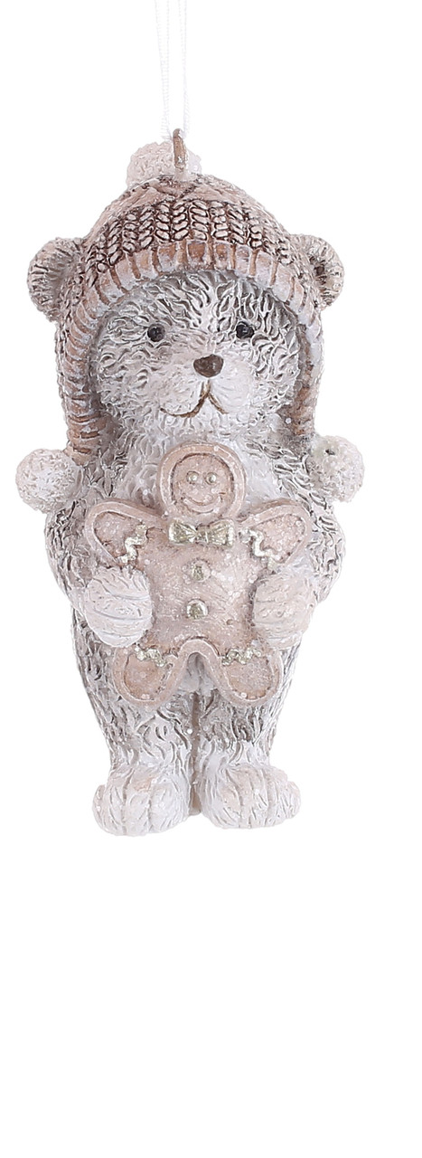 Ялинкова прикраса Ведмедик Тедді з пряником 8см, фото 1