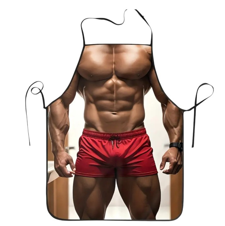 Фартух чоловічий прикольний Мускулистий торс 74 на 54 см різнобарвний, фото 1