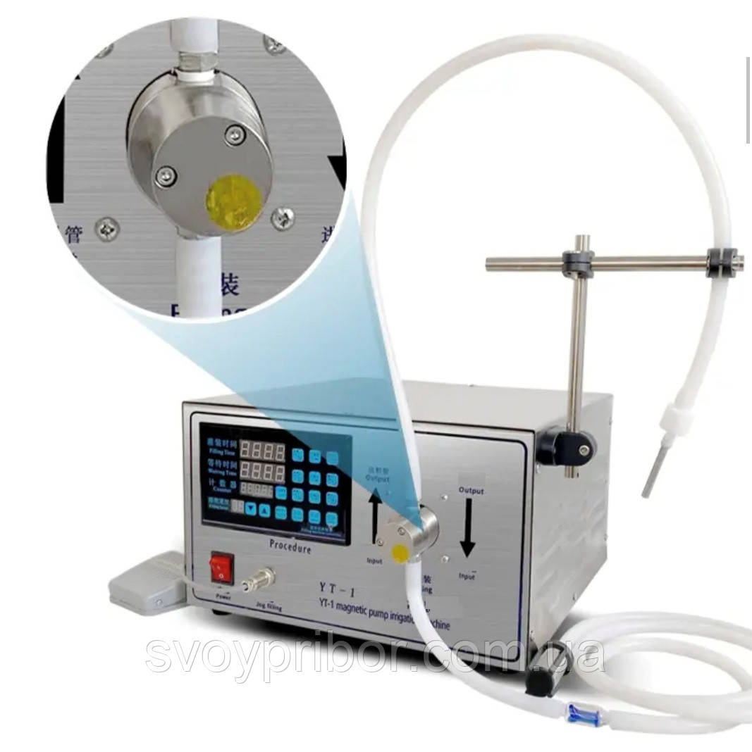 Дозатор з магнітним насосом YT-1-6 для розливу агресивних рідин (6000 мл/хв, антикорозійний) головка з нержавіючої сталі, фото 1