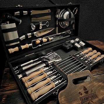 Набір шампурів у дерев'яному кейсі "Богатир White"