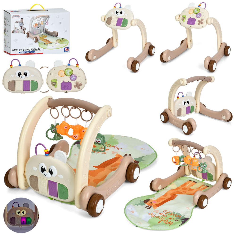 Дитяча каталка-ходунки 2 в 1 (217) Ходунки з килимком та ігровим центром, фото 1