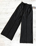 Дитячі теплі широкі брюки палаццо для дівчинки 7 - 12 років, колір чорний, штани для дівчинки, фото 5