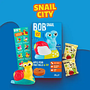 Натуральні фруктові цукерки Равлик Боб Snail City Яблуко-Груша + Іграшка 51г блакитний набір, фото 3