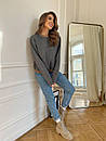 Жіночий в'язаний светр оверсайз зі спущеним плечем і контрастною смужкою (р. 42-46) 61sv3446, фото 8