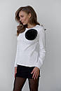 Жіноча базова кофта однотонна з об'ємною квіткою на грудях (р. S-L) 61sv3448, фото 9