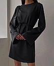 Жіноча коротка сукня-трапеція з розкльошеними рукавами та поясом (р.42-52) 80py6137, фото 2