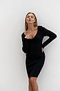 Жіноча базова сукня тепла по фігурі з вирізом на грудях (р. 42-46) 61py6137, фото 7