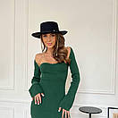 Жіноче коротке плаття тепле в рубчик із глибоким вирізом на грудях (р. 42-44) 61py6139, фото 2