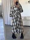 Жіноче тепле плаття-сорочка довге картате з поясом і рукавами ліхтариками (р. 42-52) 2py6141, фото 2