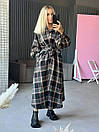 Жіноче тепле плаття-сорочка довге картате з поясом і рукавами ліхтариками (р. 42-52) 2py6141, фото 8