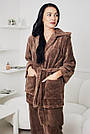 Жіночий домашній МАХРОВИЙ комплект КІМОНО ЖАКЕТ зі штанцями ТОМІКО ШОКОЛАД 9016, фото 2