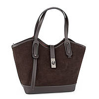 Сумка жіноча замшева Virginia Conti 04054 з червоною підкладкою шоколадна