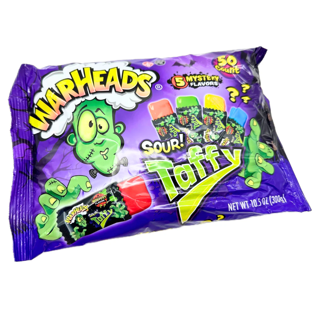 Цукерки кислі Halloween Warheads Sour Taffy Individually Wrapped Assorted Chewy Candies 50 шт, фото 1