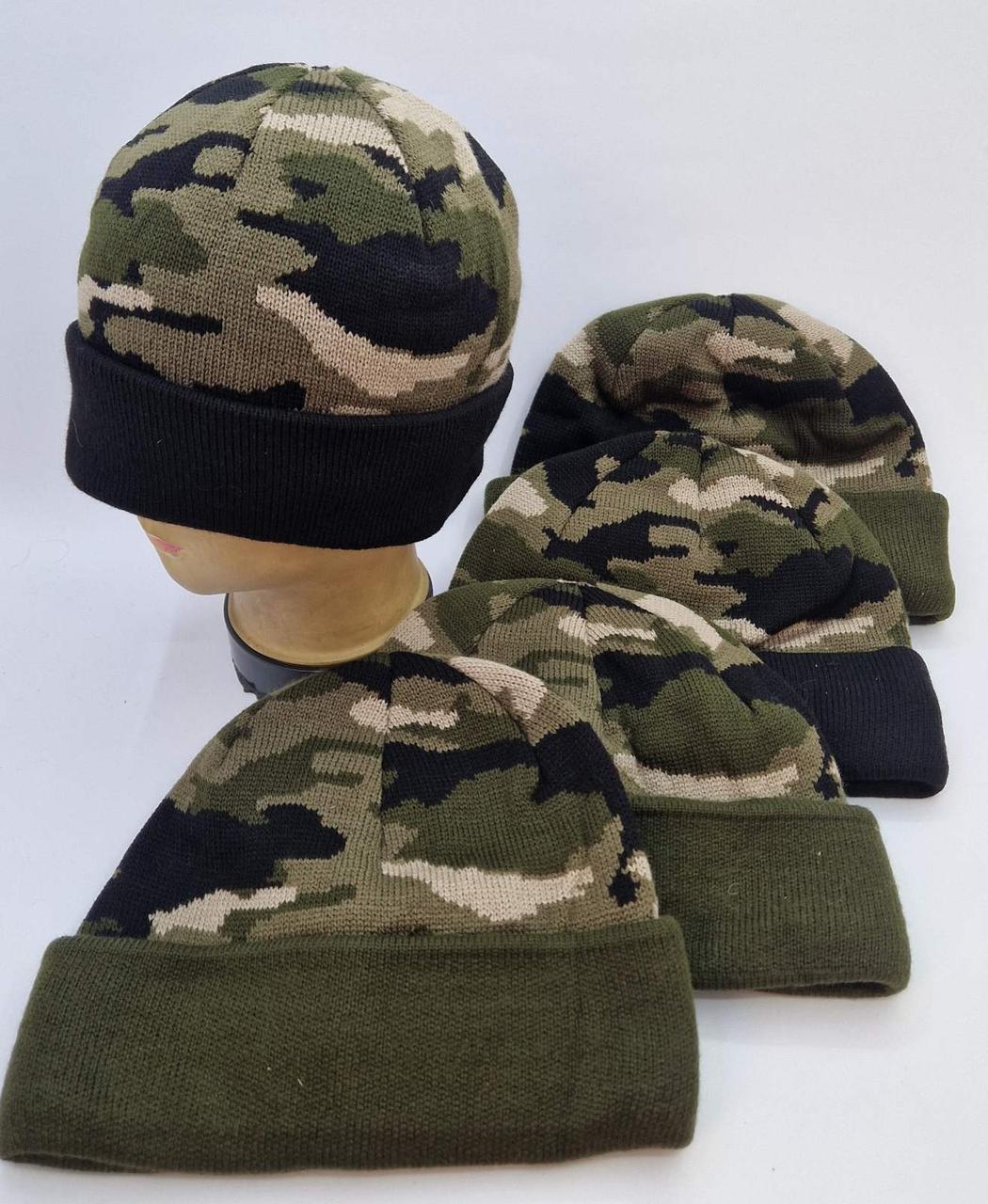 Чоловіча тепла шапка на флісі камуфляж